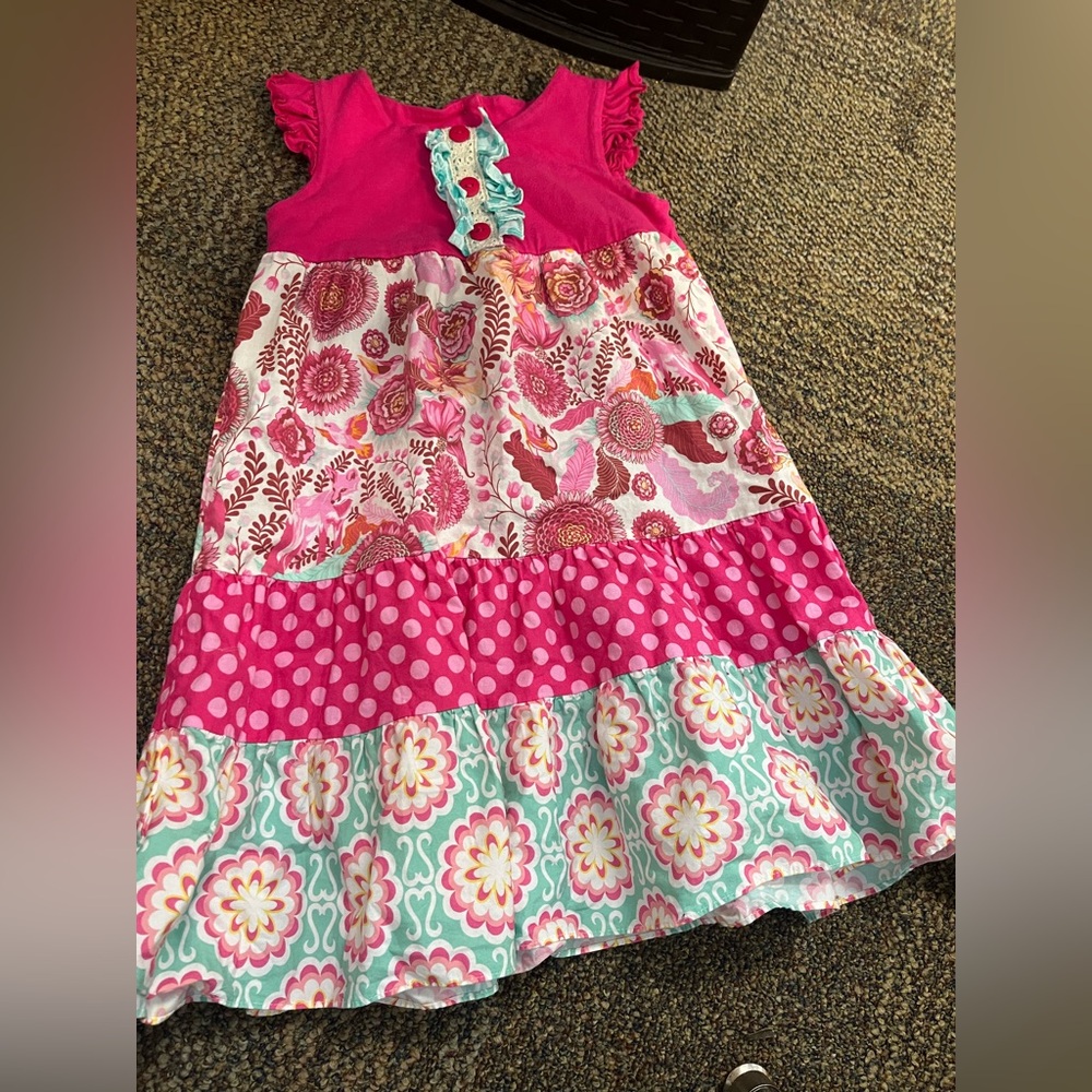 Colorful Kids Dress with Floral Patterns